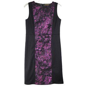 IMAN Women's NWT S Dress Sleeveless Knee Length Purple Shimmer Floral Black
